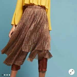 NWT Anthropologie Maeve Skirted Cropped Pants Size US2 Bronze/Shimmer